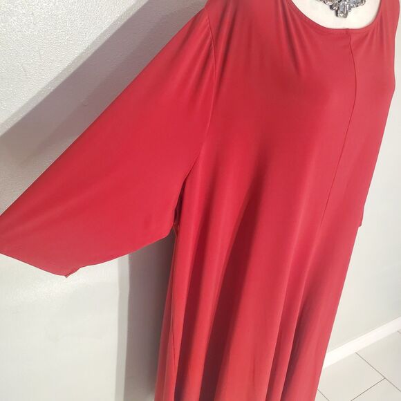 ROAMAN'S A-LINE DRESS COLOR RED 3/4 SLEEVE POLY/SPANDEX STRETCH SIZE 5X - Picture 6 of 8